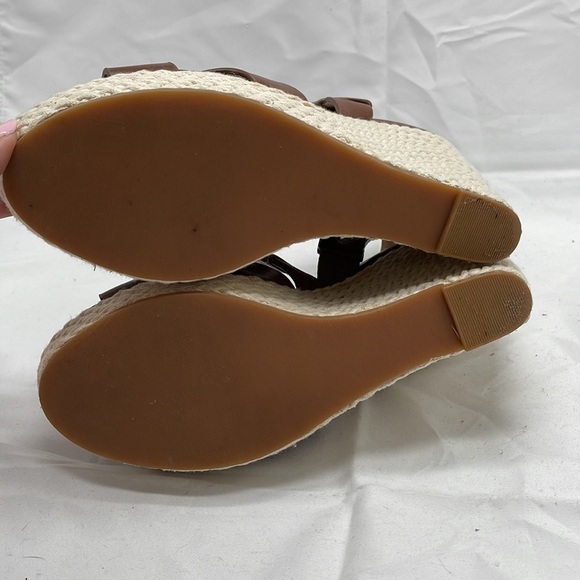 Splendid Dallis Wedge Platform Braided Hemp Strappy Brown Leather Sandal Sz 7 - Picture 7 of 10